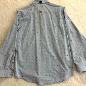 Button-down dress shirt. Americanino brand. Light blue shirt with blue dots